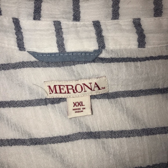 🌴3/$20 Merona Seersucker Button Down Top white B… - Picture 6 of 8